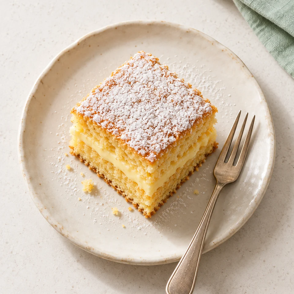 Illustrazione AI di una monoporzione di torta soffice alla crema.